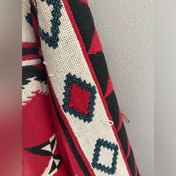 Vintage ITS IN THE BAG Woven Fringed Blanket Jacket Conchos Tassels USA Medium - Picture 11 of 11